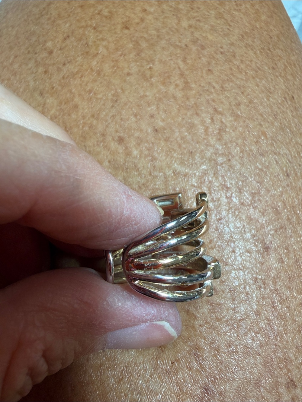 Alexis Bittar Gold-Tone Ring Stack with Clear Crystals Sz 7 - Picture 6 of 8